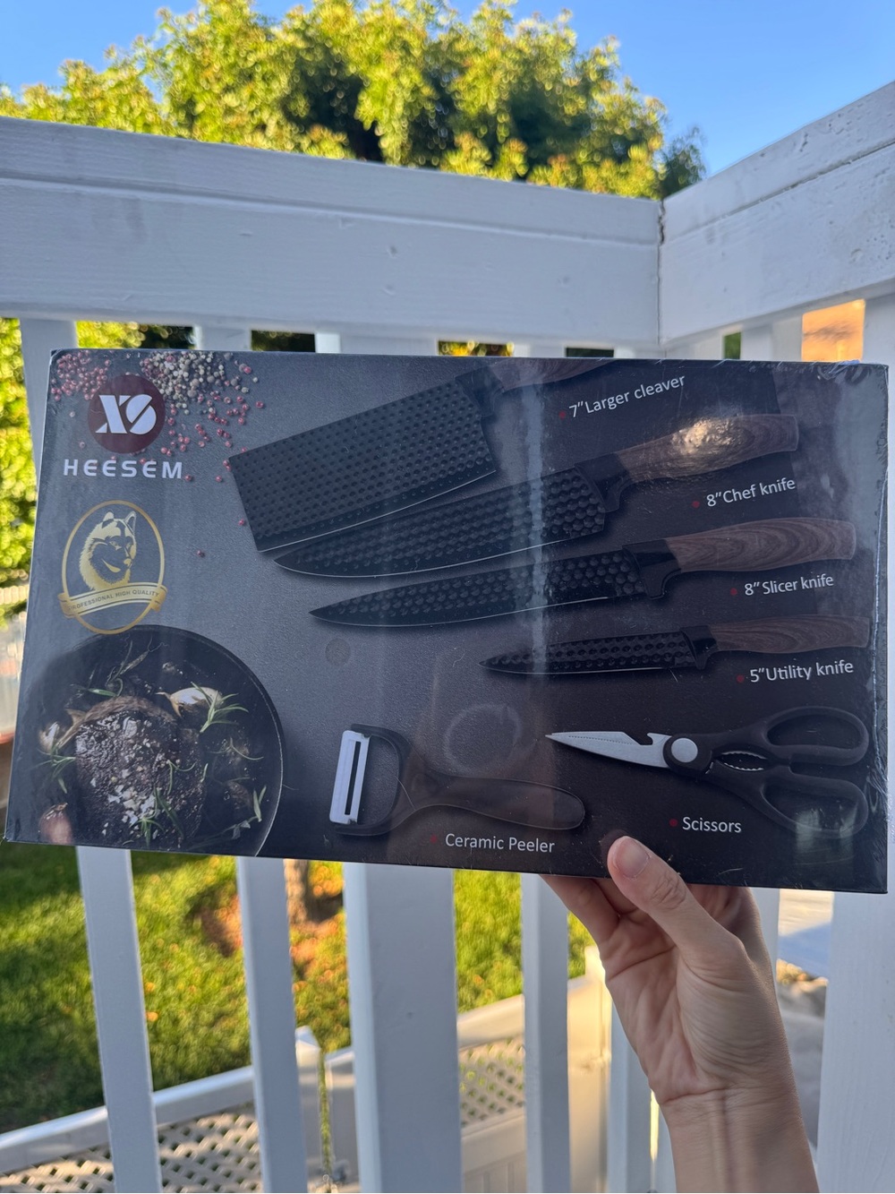 Black Knife Set with Peeler & Scissors